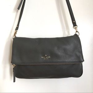 Kate Spade Grey Leather Foldover Crossbody Bag
